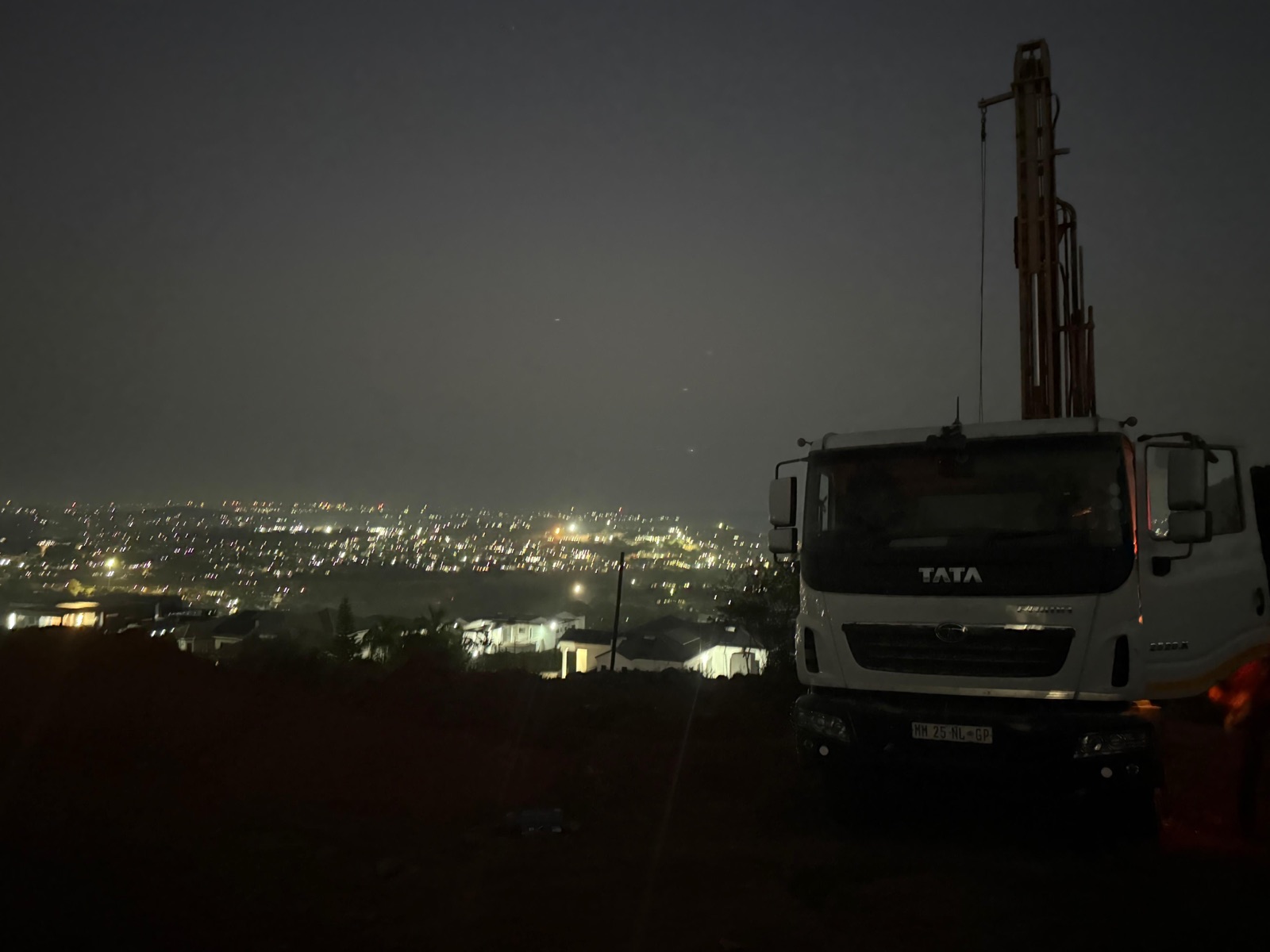Everest Drilling truck at night